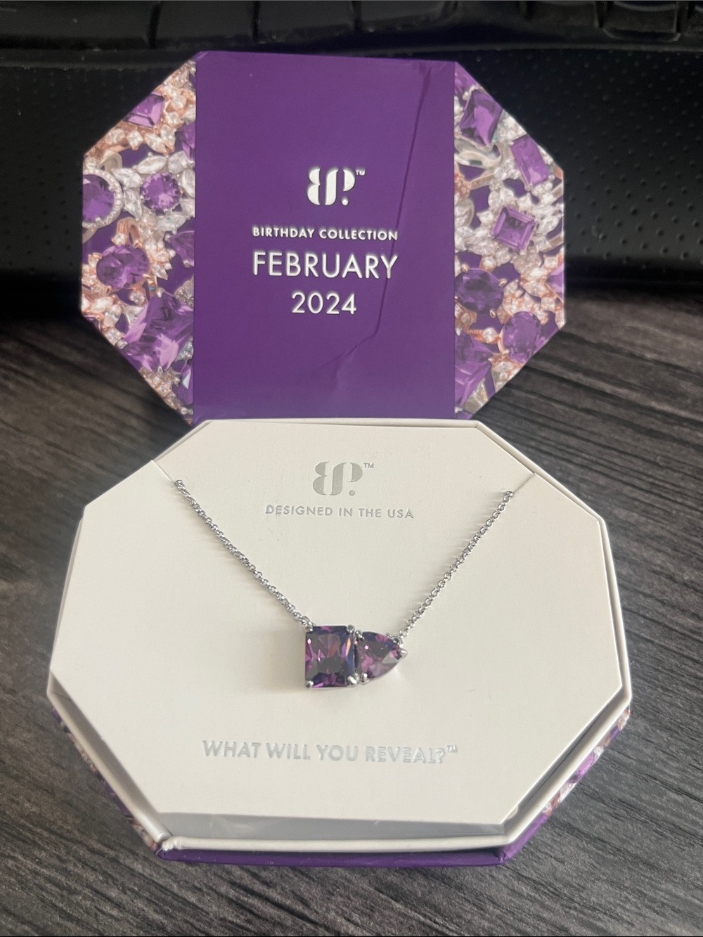 Bomb Party NWT ‘Call Me Classic’ Amethyst Cubic Zirconia Necklace